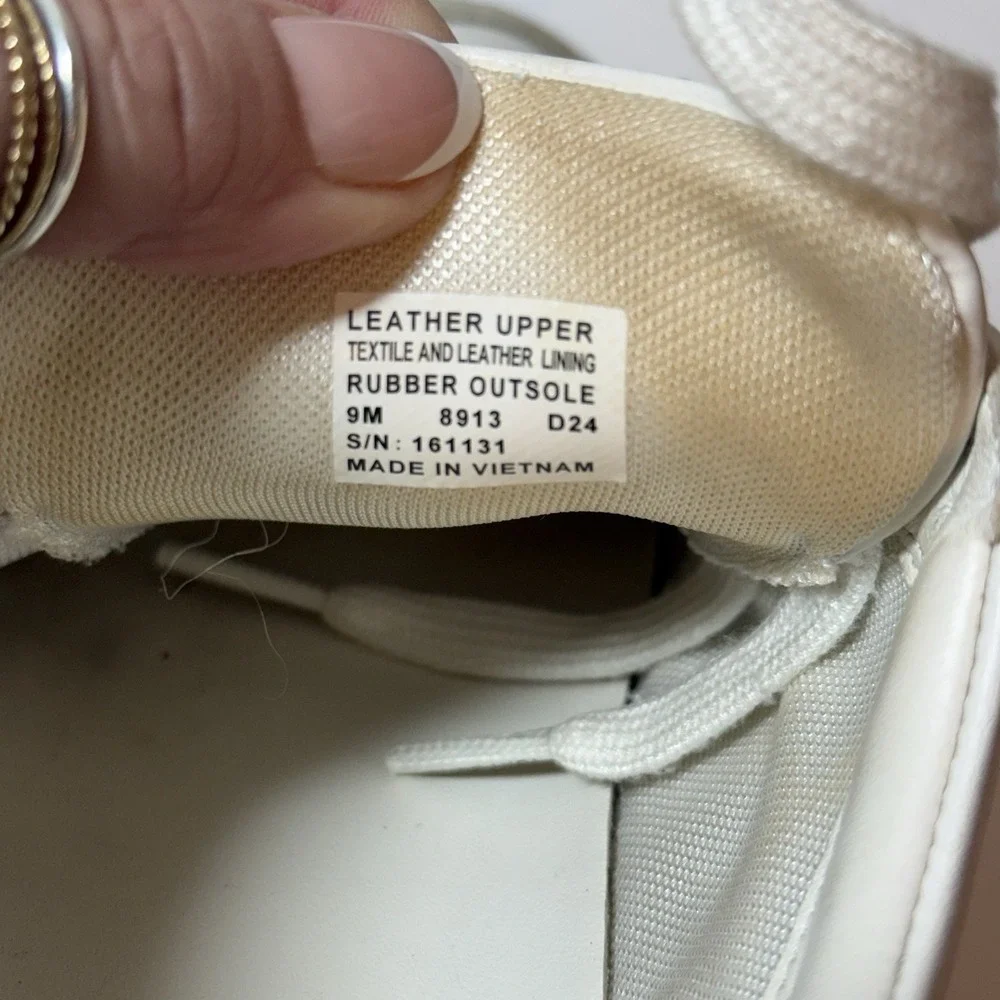 Tory Burch Sneakers Bari Nappa Color Block Women Sz 9 White Beige Leather Suede